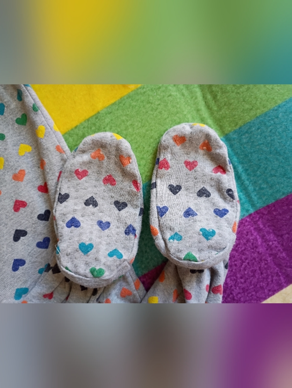 Primary 18-24m Rainbow Heart Zip Footie - Picture 4 of 5